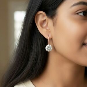 Genevive Rose Gold Plated Sterling Silver Moveable Cubic Zirconia Hook Earrings